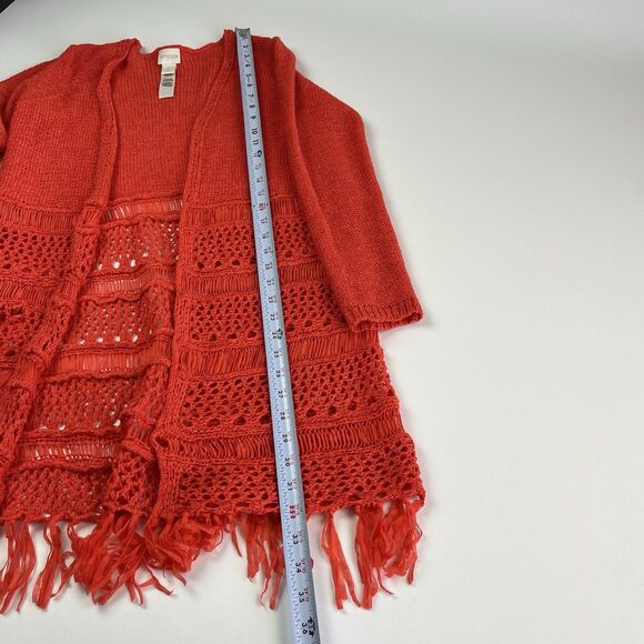 Crochet Knit Fringe Long Cardigan XS Boho Hippie Festival Duster Y2K Fairycore - Picture 9 of 11